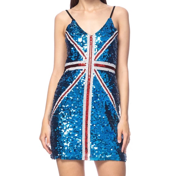 Anna-Kaci Dresses & Skirts - UK Flag British Costume Shine Sequin Dress Great Britain Union Jack